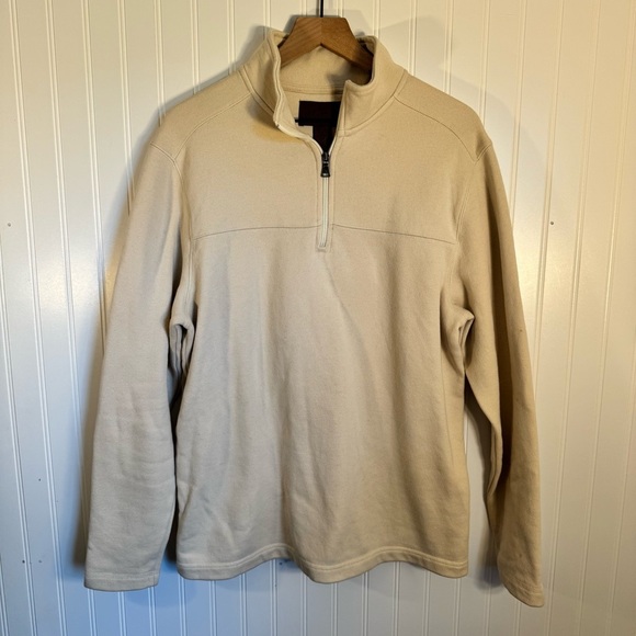 St. John’s Bay Men's Cream Quarter-Zip Sweater Size Medium - Picture 1 of 8